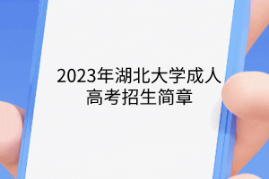 2023年湖北大学成人高考招生简章