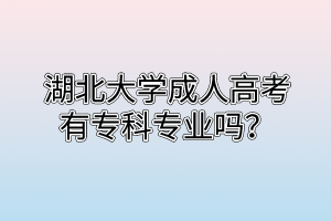 湖北大学成人高考有专科专业吗?